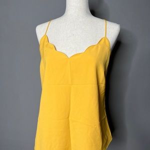J.Crew Women's Scalloped Crepe Cami size 12 Yellow